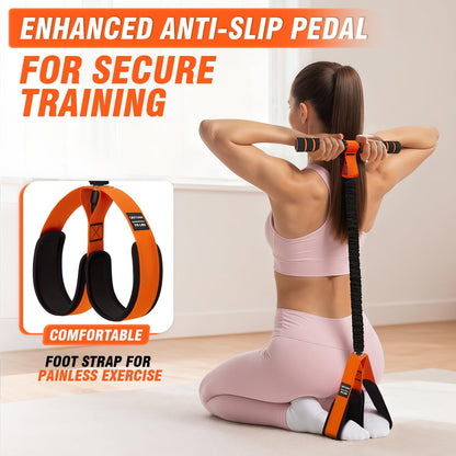 Pedal Resistance Bands with Handles, Upgrade Women Exercise Bands for Full Body Training, Core, ABS, Legs, Glutes, Arms, Pilates, Physical Therapy, Strength, Sit Up Equipment for Home Workout
