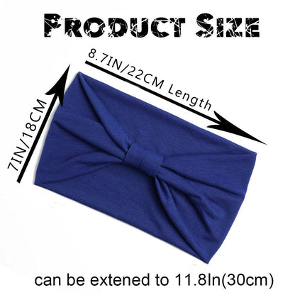Wide Headbands Stretch Turban Knotted Hairbands Elastic Yoga Workout Sweatband Running Sport Head Scarf Large African Head Wraps for Women 4 Pcs (Set A)