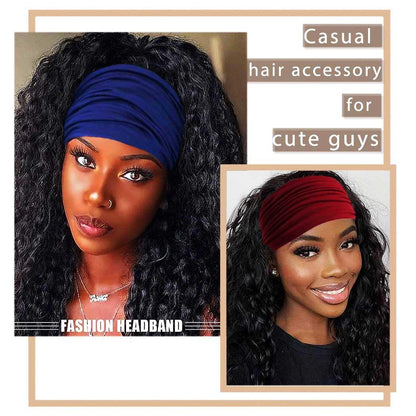 Wide Headbands Stretch Turban Knotted Hairbands Elastic Yoga Workout Sweatband Running Sport Head Scarf Large African Head Wraps for Women 4 Pcs (Set A)