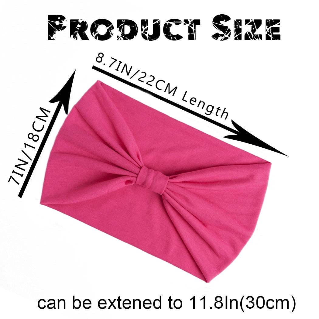 Wide Headbands Stretch Turban Knotted Hairbands Elastic Yoga Workout Sweatband Running Sport Head Scarf Large African Head Wraps for Women 4 Pcs (Set A)