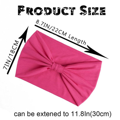 Wide Headbands Stretch Turban Knotted Hairbands Elastic Yoga Workout Sweatband Running Sport Head Scarf Large African Head Wraps for Women 4 Pcs (Set A)