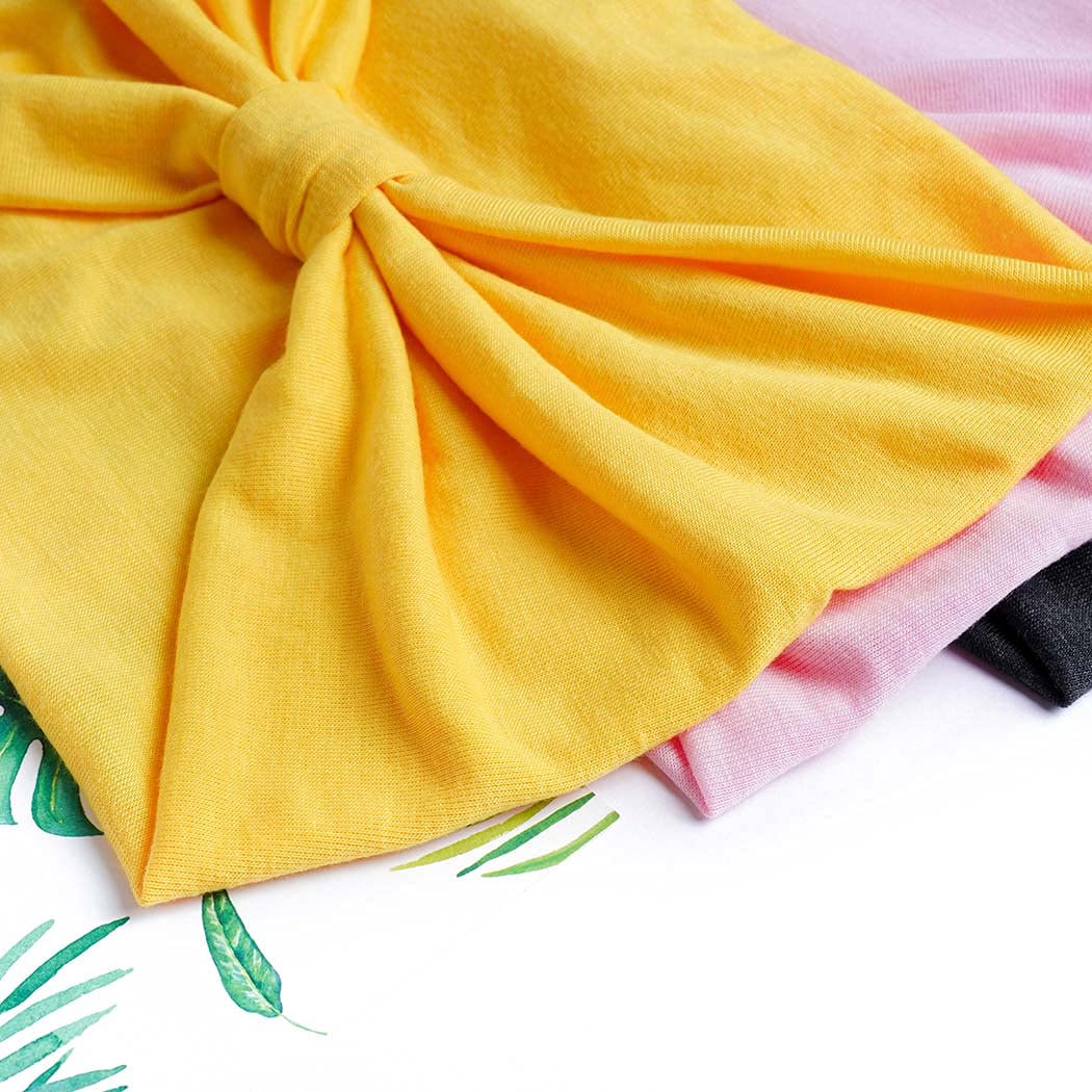 Wide Headbands Stretch Turban Knotted Hairbands Elastic Yoga Workout Sweatband Running Sport Head Scarf Large African Head Wraps for Women 4 Pcs (Set A)