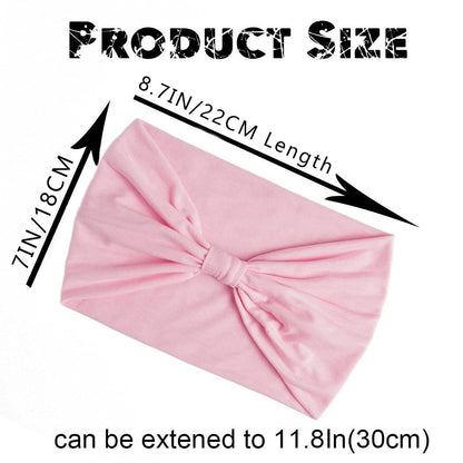 Wide Headbands Stretch Turban Knotted Hairbands Elastic Yoga Workout Sweatband Running Sport Head Scarf Large African Head Wraps for Women 4 Pcs (Set A)