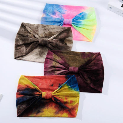 Wide Headbands Stretch Turban Knotted Hairbands Elastic Yoga Workout Sweatband Running Sport Head Scarf Large African Head Wraps for Women 4 Pcs (Set A)