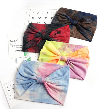 Wide Headbands Stretch Turban Knotted Hairbands Elastic Yoga Workout Sweatband Running Sport Head Scarf Large African Head Wraps for Women 4 Pcs (Set A)