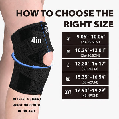 Knee Brace with Side Stabilizers for Knee Pain, Adjustable Knee Support for Meniscus Tear ACL MCL Arthritis Injury Recovery, Breathable Knee Wrap for Men & Women, Workout, Sports (Black, XX-Large)