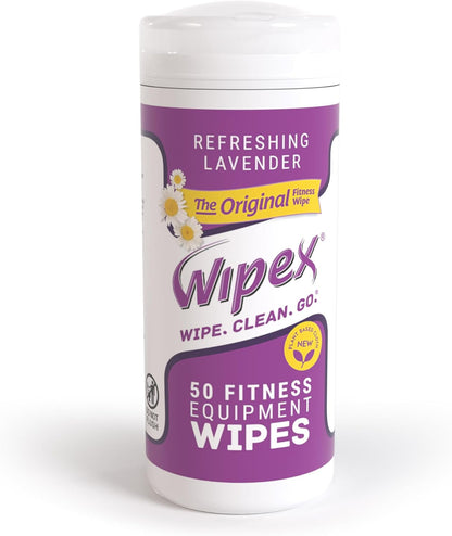 Original Fitness Equipment Wipes -EWG Verified - 50 Count Plant-Based No-Lint Cloth Gym Wipes for Workout Equipment, Yoga Mat Cleaner, Peloton Cleaner with Lavender Essential Oil & Vinegar