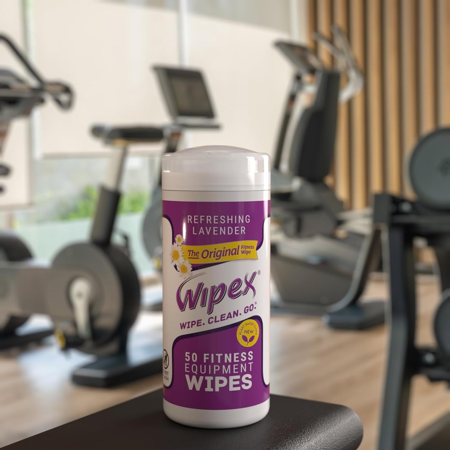 Original Fitness Equipment Wipes -EWG Verified - 50 Count Plant-Based No-Lint Cloth Gym Wipes for Workout Equipment, Yoga Mat Cleaner, Peloton Cleaner with Lavender Essential Oil & Vinegar