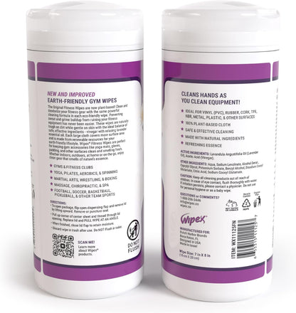 Original Fitness Equipment Wipes -EWG Verified - 50 Count Plant-Based No-Lint Cloth Gym Wipes for Workout Equipment, Yoga Mat Cleaner, Peloton Cleaner with Lavender Essential Oil & Vinegar