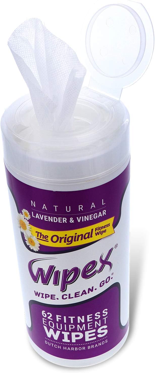 Original Fitness Equipment Wipes -EWG Verified - 50 Count Plant-Based No-Lint Cloth Gym Wipes for Workout Equipment, Yoga Mat Cleaner, Peloton Cleaner with Lavender Essential Oil & Vinegar