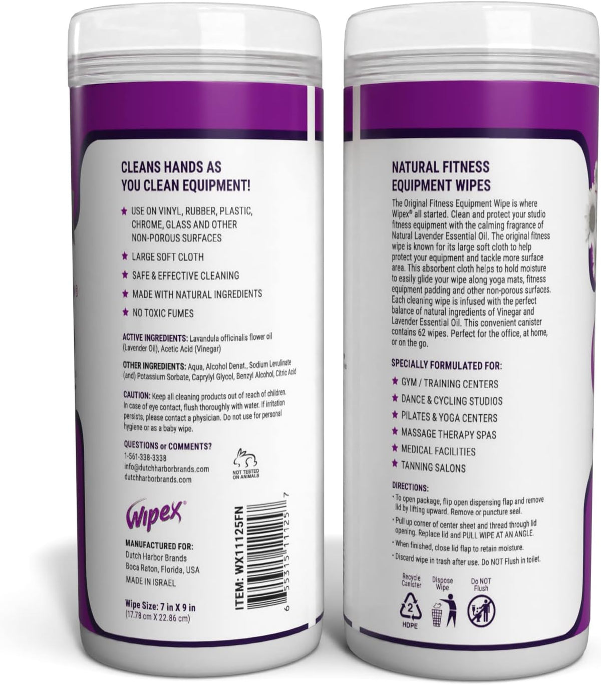 Original Fitness Equipment Wipes -EWG Verified - 50 Count Plant-Based No-Lint Cloth Gym Wipes for Workout Equipment, Yoga Mat Cleaner, Peloton Cleaner with Lavender Essential Oil & Vinegar