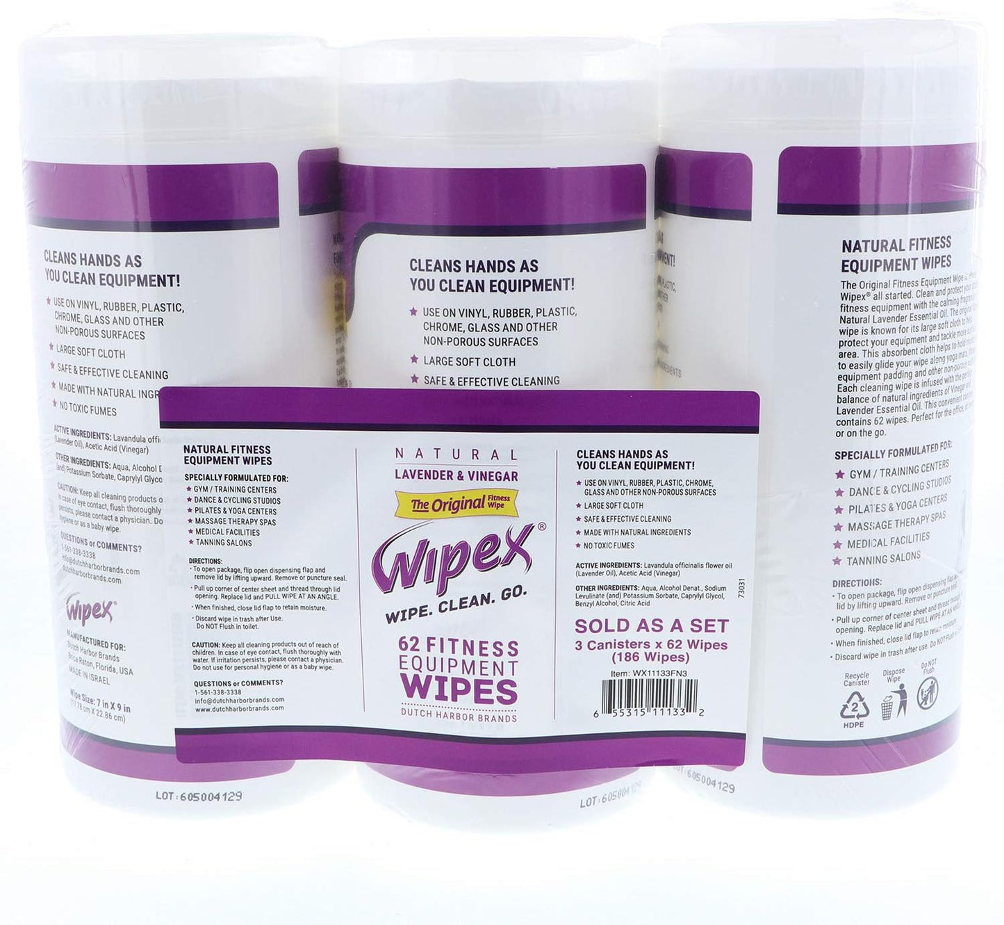 Original Fitness Equipment Wipes -EWG Verified - 50 Count Plant-Based No-Lint Cloth Gym Wipes for Workout Equipment, Yoga Mat Cleaner, Peloton Cleaner with Lavender Essential Oil & Vinegar
