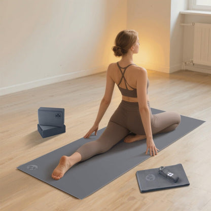 7 Piece Yoga Kit for Women & Men, 6mm Cushioned Mat, 2 Blocks, Strap, Mat and Hand Towels & Carrying Bag - Starter Yoga Set, Accessories & Equipment for Home Workout
