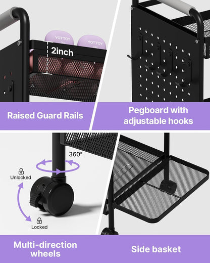 3-Tier Gym Storage Rack for Home Gym–Multi-Functional Weight Rack, Dumbbell Rack, Yoga Mat Holder with Side Basket & 6 Hooks, Gym Equipment Organizer