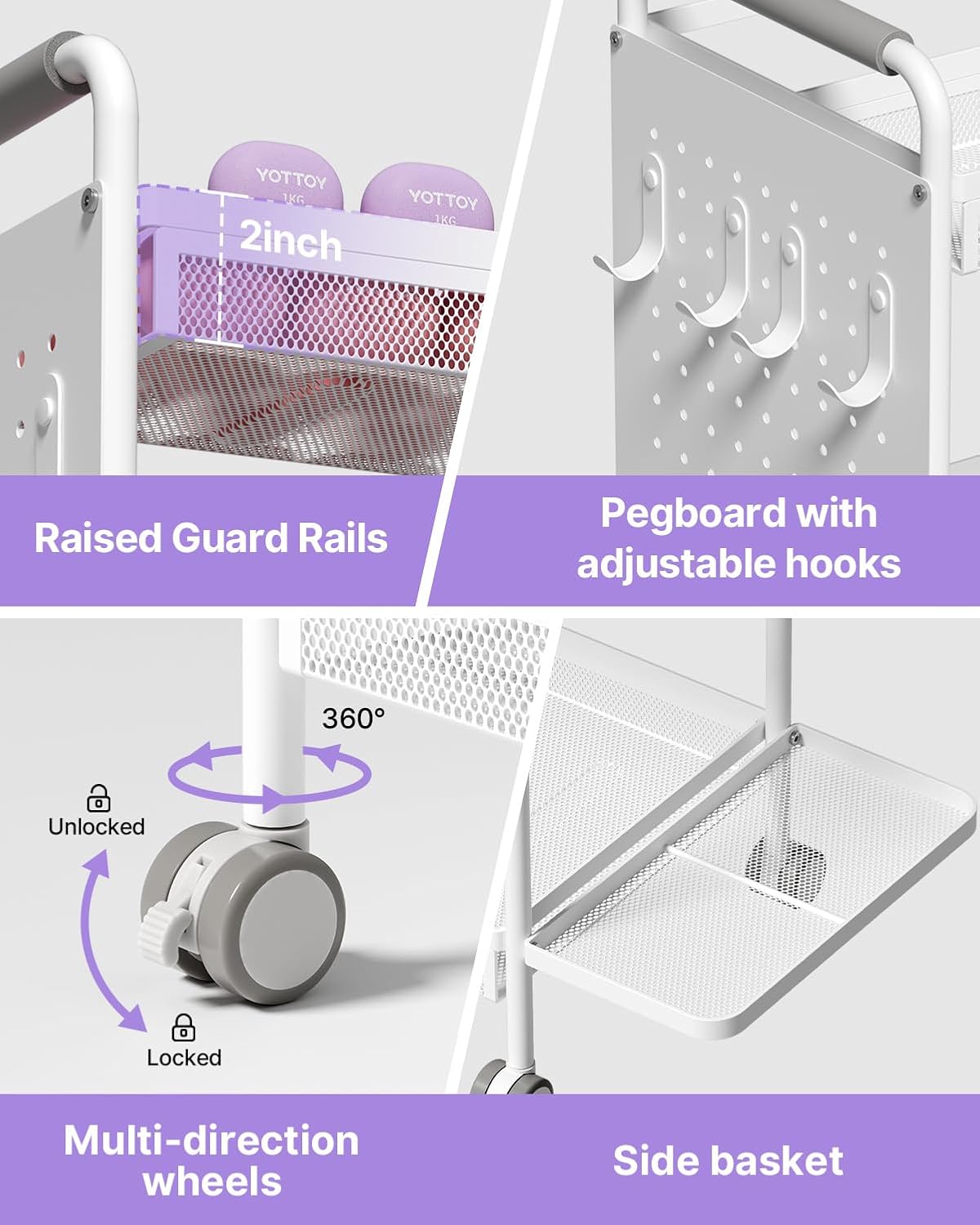 3-Tier Gym Storage Rack for Home Gym–Multi-Functional Weight Rack, Dumbbell Rack, Yoga Mat Holder with Side Basket & 6 Hooks, Gym Equipment Organizer
