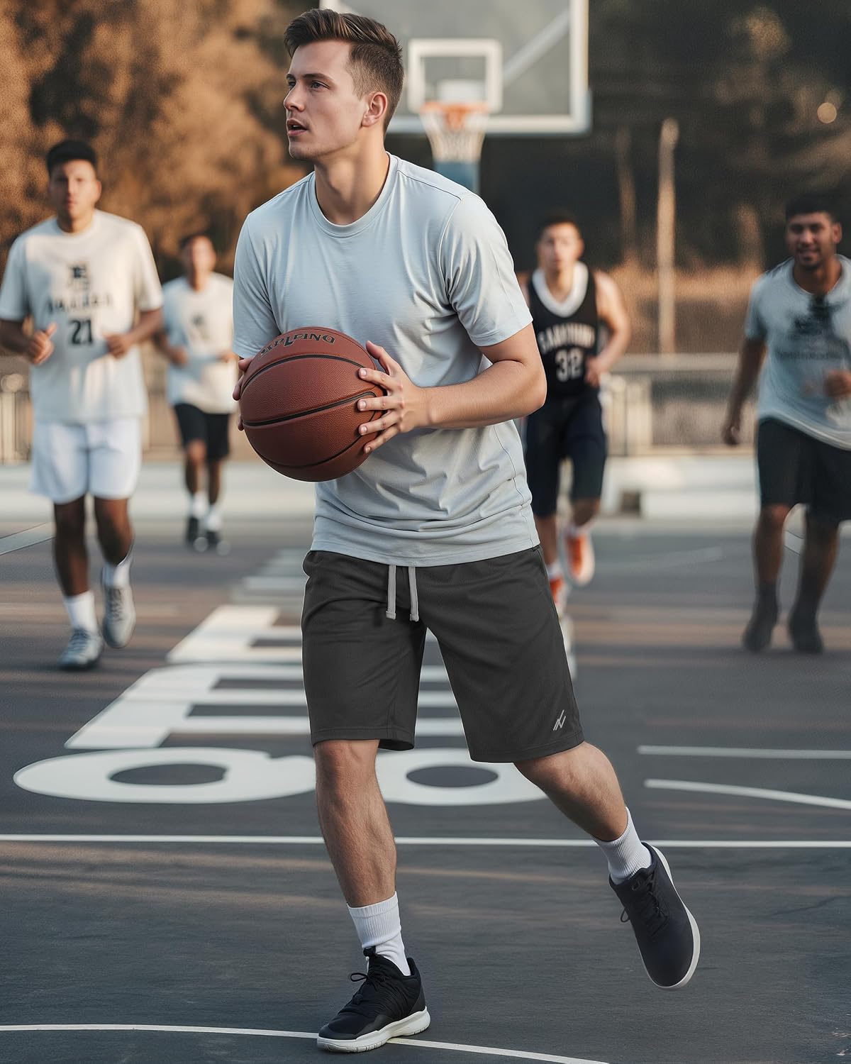 Men's Athletic Shorts Quick Dry Loose-Fit Lightweight Running Workout Gym Shorts with Pockets