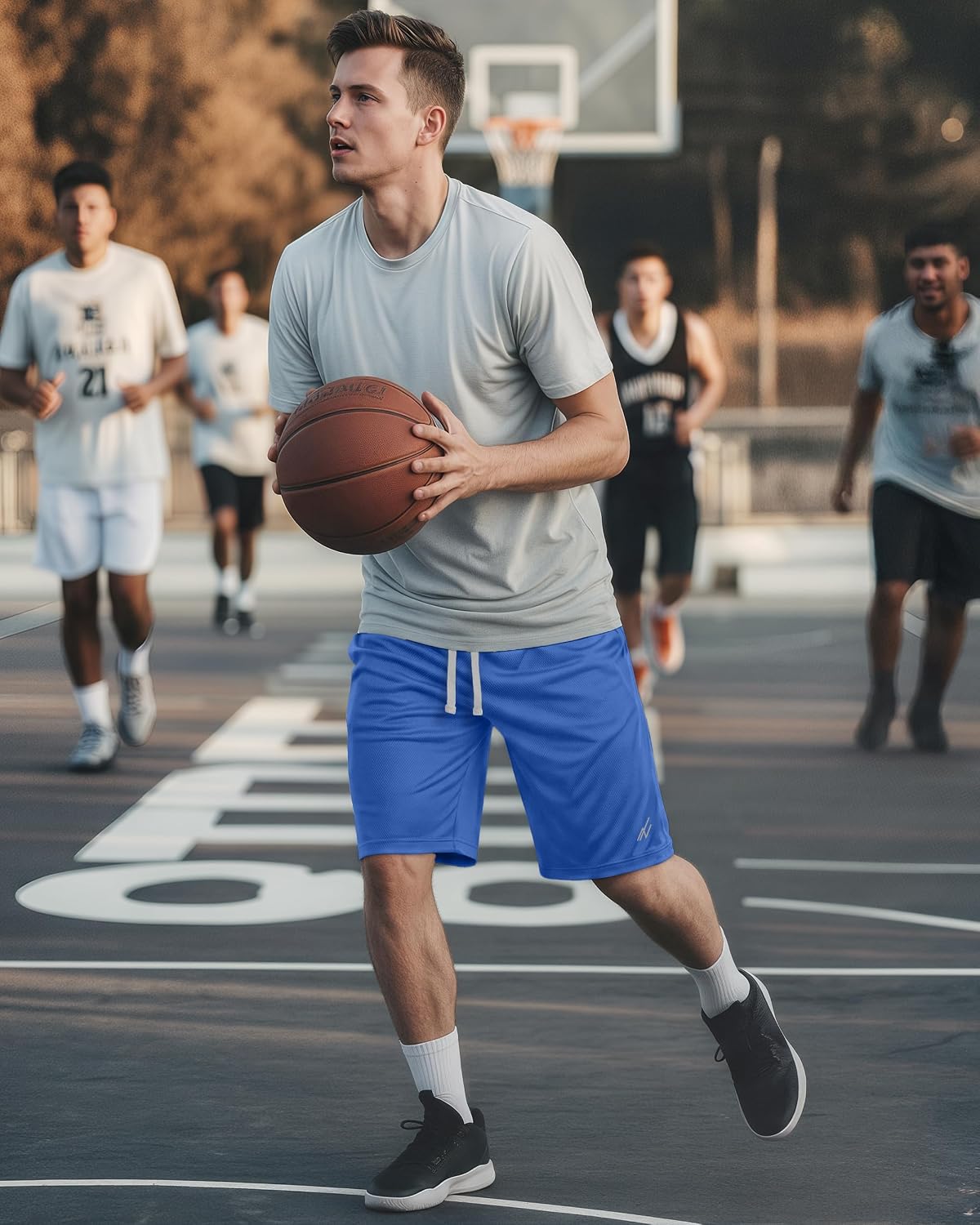 Men's Athletic Shorts Quick Dry Loose-Fit Lightweight Running Workout Gym Shorts with Pockets