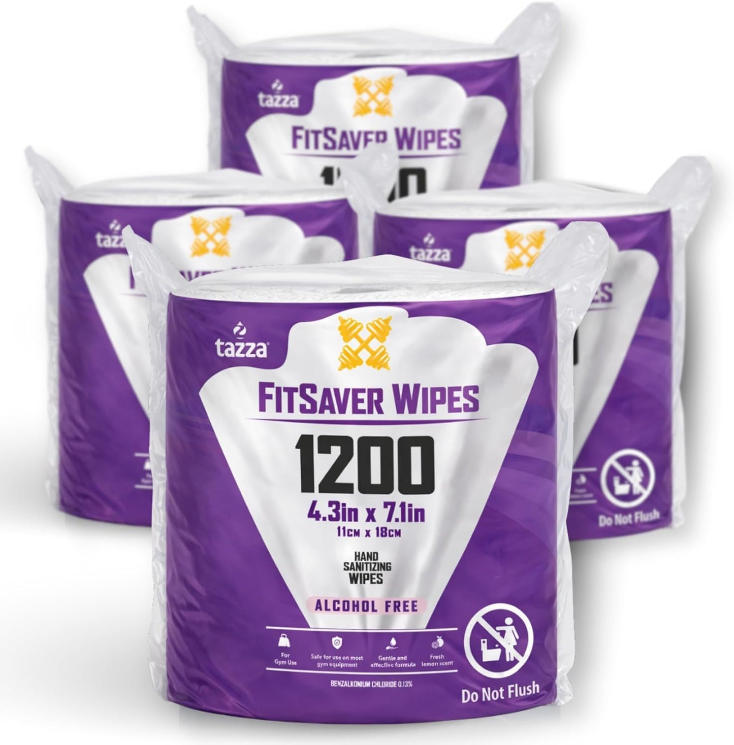 TAZZAWP1200 Wet Wipes - Bulk 4 x 1200 Ct, Durable Pre-Saturated Cleaning Gym Equip Wipes. 1 penny a wipe!