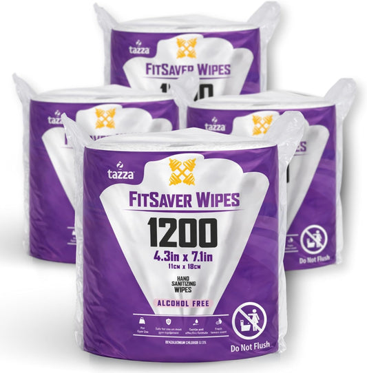 TAZZAWP1200 Wet Wipes - Bulk 4 x 1200 Ct, Durable Pre-Saturated Cleaning Gym Equip Wipes. 1 penny a wipe!