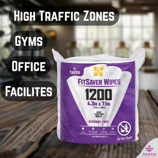 TAZZAWP1200 Wet Wipes - Bulk 4 x 1200 Ct, Durable Pre-Saturated Cleaning Gym Equip Wipes. 1 penny a wipe!