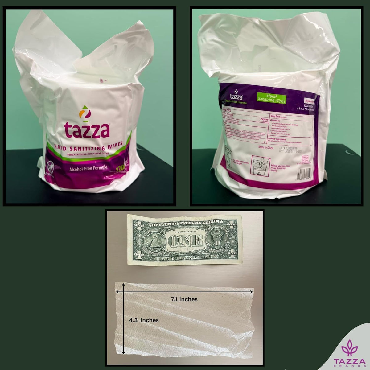 TAZZAWP1200 Wet Wipes - Bulk 4 x 1200 Ct, Durable Pre-Saturated Cleaning Gym Equip Wipes. 1 penny a wipe!
