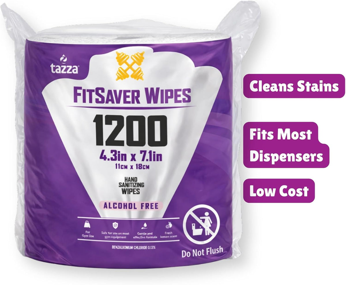 TAZZAWP1200 Wet Wipes - Bulk 4 x 1200 Ct, Durable Pre-Saturated Cleaning Gym Equip Wipes. 1 penny a wipe!