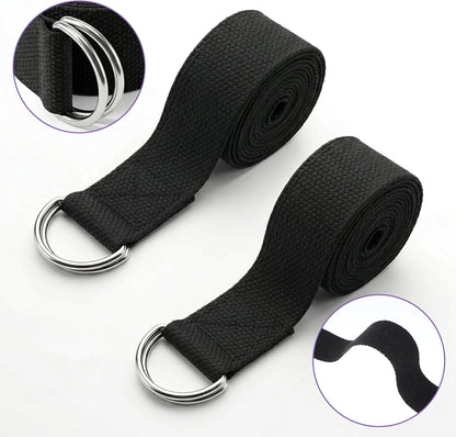 20 Pcs Yoga Mat Strap & Yoga Straps for Stretching, 6ft Adjustable Exercise Stretch Band with Metal D Ring Buckle for Pilates, Fitness, Gym Workout, Dance, Physical Therapy (Black)