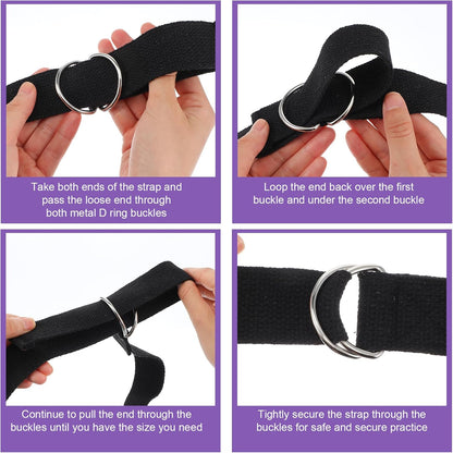20 Pcs Yoga Mat Strap & Yoga Straps for Stretching, 6ft Adjustable Exercise Stretch Band with Metal D Ring Buckle for Pilates, Fitness, Gym Workout, Dance, Physical Therapy (Black)