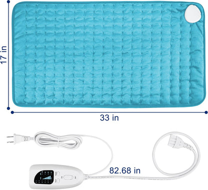 Electric Heating pad with 6 Heat Settings, Auto Shut Off, Dry Electric Heating for Back Neck Knee Arms Legs Shoulder Heat Pads for Christmas Birthday Father Mother's Day 24"X12", Gray Green