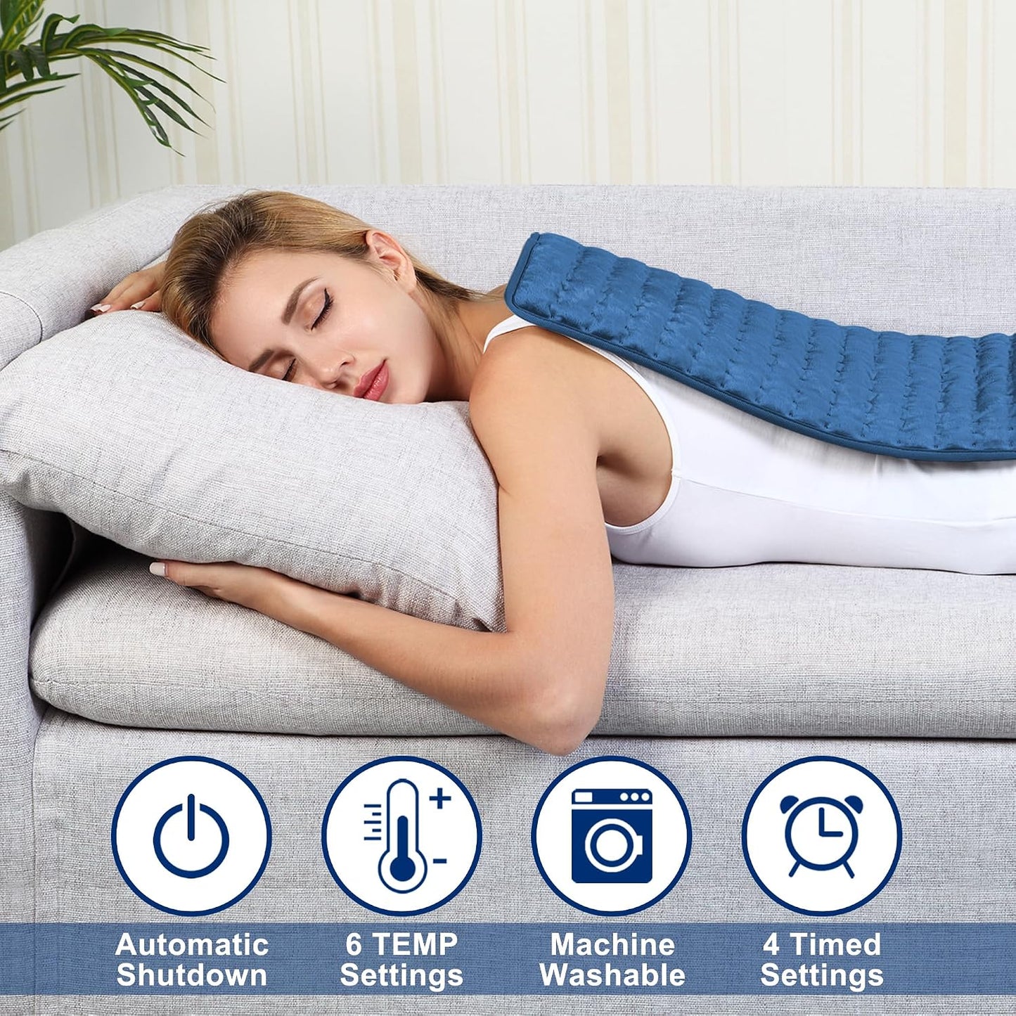 Electric Heating pad with 6 Heat Settings, Auto Shut Off, Dry Electric Heating for Back Neck Knee Arms Legs Shoulder Heat Pads for Christmas Birthday Father Mother's Day 24"X12", Gray Green