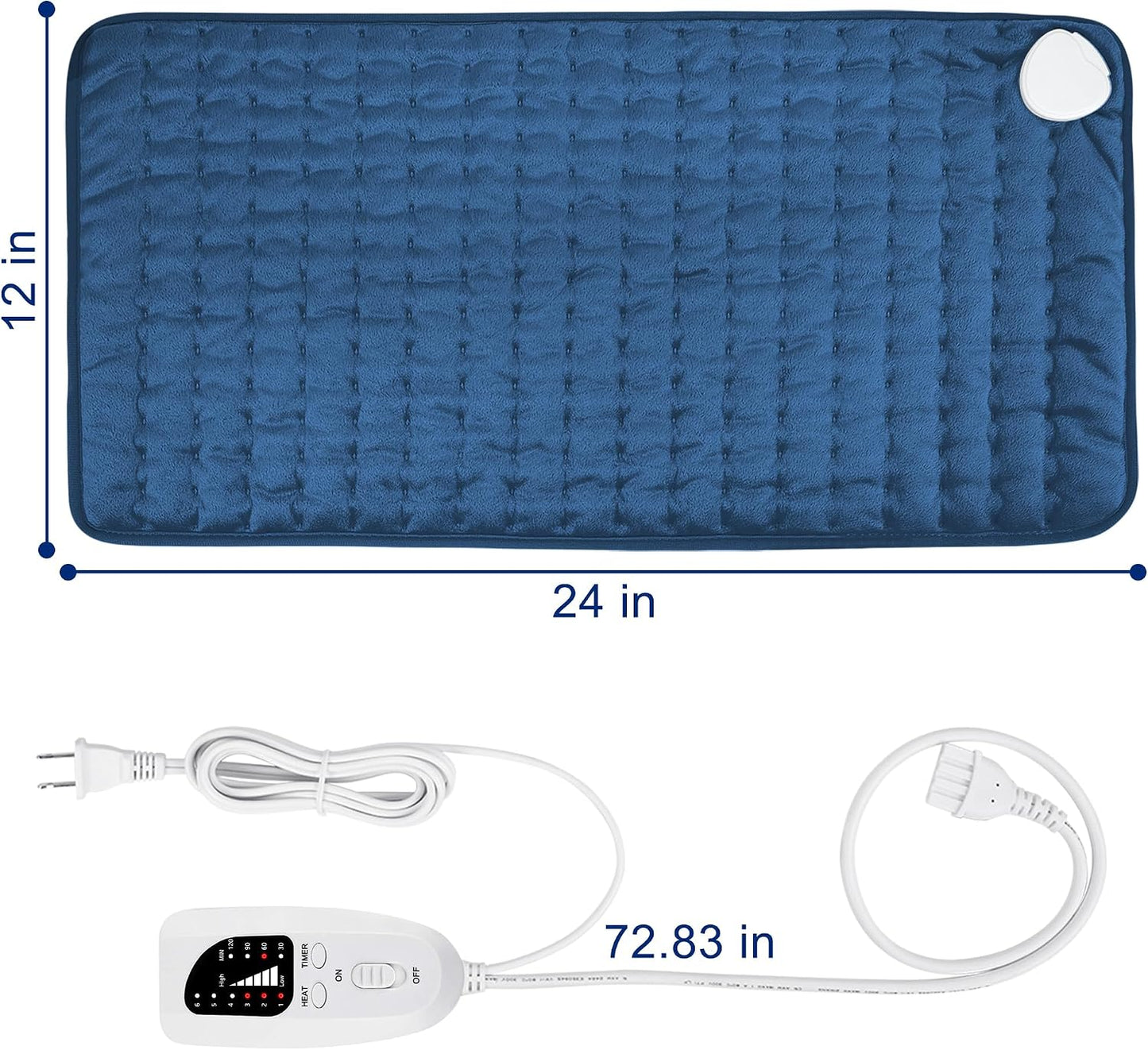 Electric Heating pad with 6 Heat Settings, Auto Shut Off, Dry Electric Heating for Back Neck Knee Arms Legs Shoulder Heat Pads for Christmas Birthday Father Mother's Day 24"X12", Gray Green