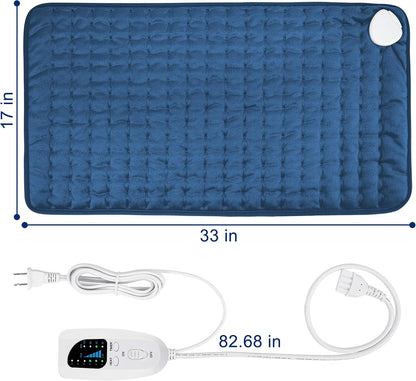 Electric Heating pad with 6 Heat Settings, Auto Shut Off, Dry Electric Heating for Back Neck Knee Arms Legs Shoulder Heat Pads for Christmas Birthday Father Mother's Day 24"X12", Gray Green