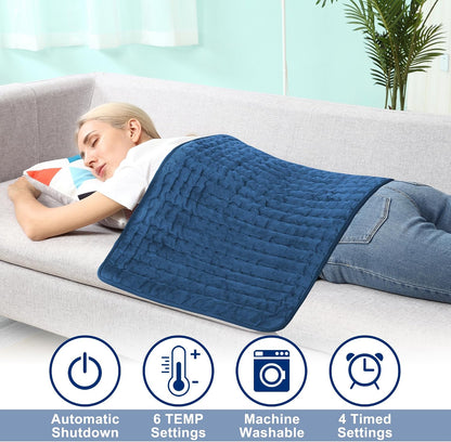 Electric Heating pad with 6 Heat Settings, Auto Shut Off, Dry Electric Heating for Back Neck Knee Arms Legs Shoulder Heat Pads for Christmas Birthday Father Mother's Day 24"X12", Gray Green