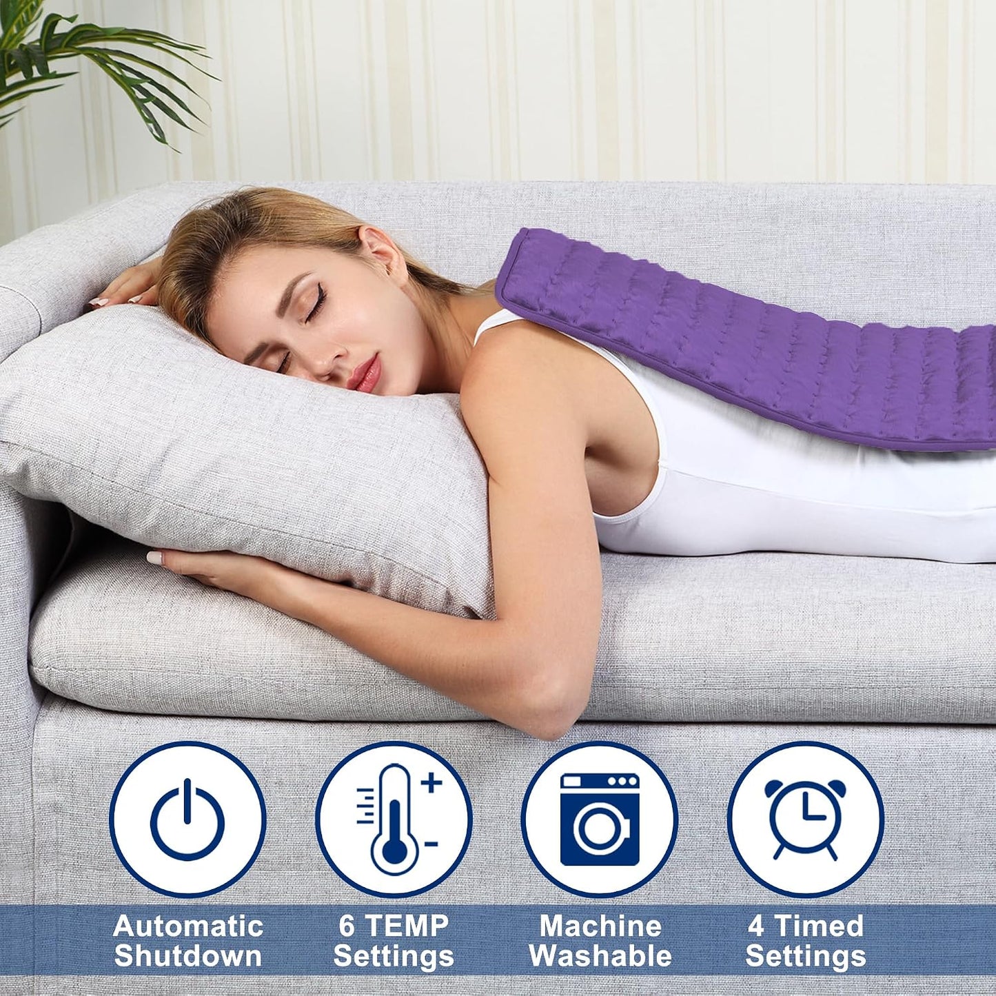 Electric Heating pad with 6 Heat Settings, Auto Shut Off, Dry Electric Heating for Back Neck Knee Arms Legs Shoulder Heat Pads for Christmas Birthday Father Mother's Day 24"X12", Gray Green