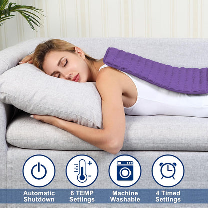 Electric Heating pad with 6 Heat Settings, Auto Shut Off, Dry Electric Heating for Back Neck Knee Arms Legs Shoulder Heat Pads for Christmas Birthday Father Mother's Day 24"X12", Gray Green