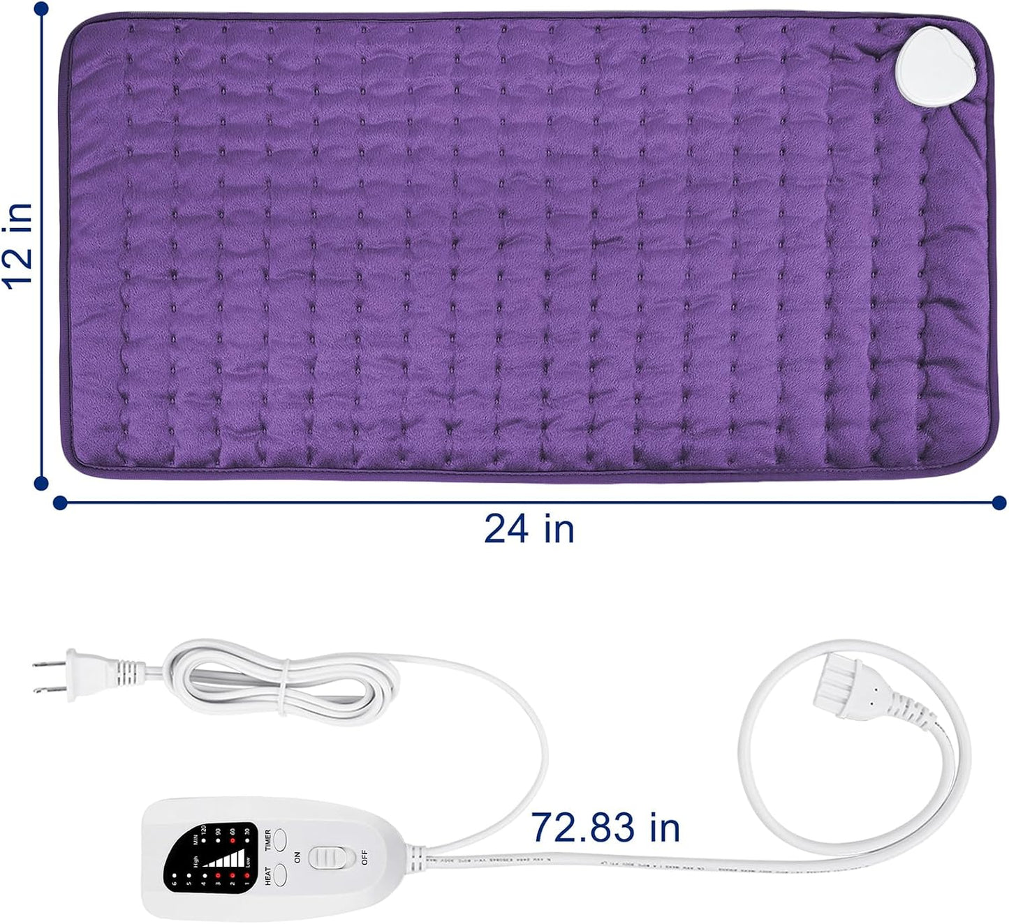Electric Heating pad with 6 Heat Settings, Auto Shut Off, Dry Electric Heating for Back Neck Knee Arms Legs Shoulder Heat Pads for Christmas Birthday Father Mother's Day 24"X12", Gray Green