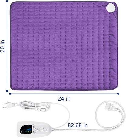 Electric Heating pad with 6 Heat Settings, Auto Shut Off, Dry Electric Heating for Back Neck Knee Arms Legs Shoulder Heat Pads for Christmas Birthday Father Mother's Day 24"X12", Gray Green