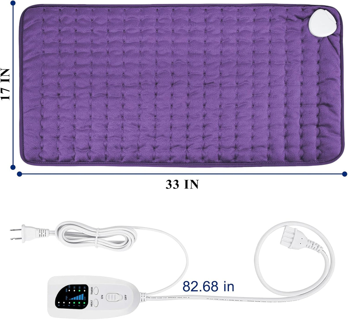 Electric Heating pad with 6 Heat Settings, Auto Shut Off, Dry Electric Heating for Back Neck Knee Arms Legs Shoulder Heat Pads for Christmas Birthday Father Mother's Day 24"X12", Gray Green