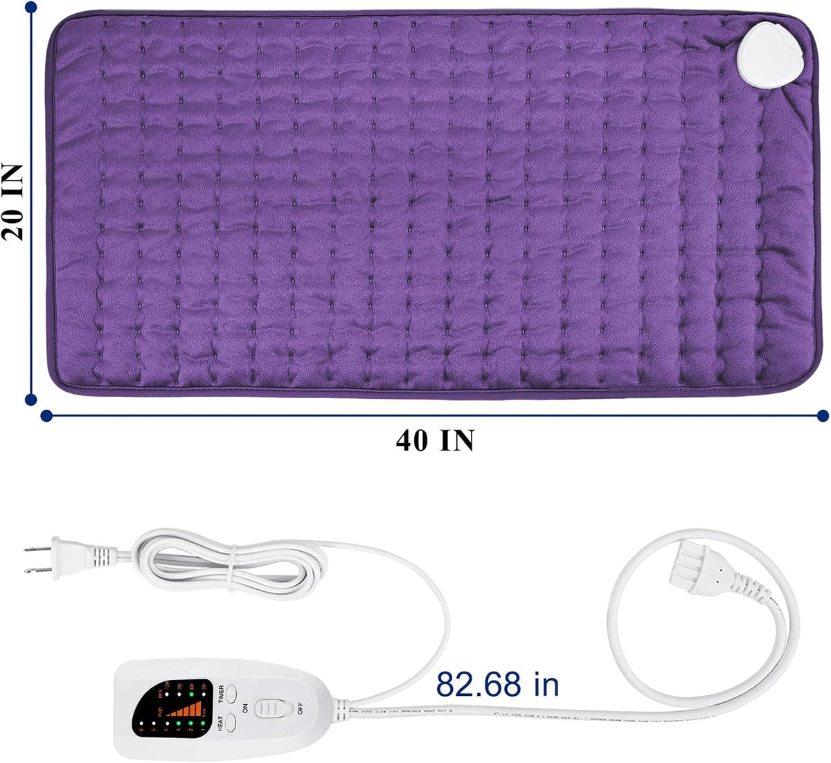 Electric Heating pad with 6 Heat Settings, Auto Shut Off, Dry Electric Heating for Back Neck Knee Arms Legs Shoulder Heat Pads for Christmas Birthday Father Mother's Day 24"X12", Gray Green