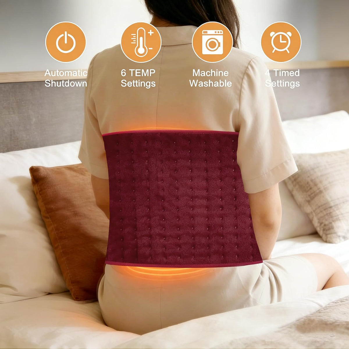 Electric Heating pad with 6 Heat Settings, Auto Shut Off, Dry Electric Heating for Back Neck Knee Arms Legs Shoulder Heat Pads for Christmas Birthday Father Mother's Day 24"X12", Gray Green