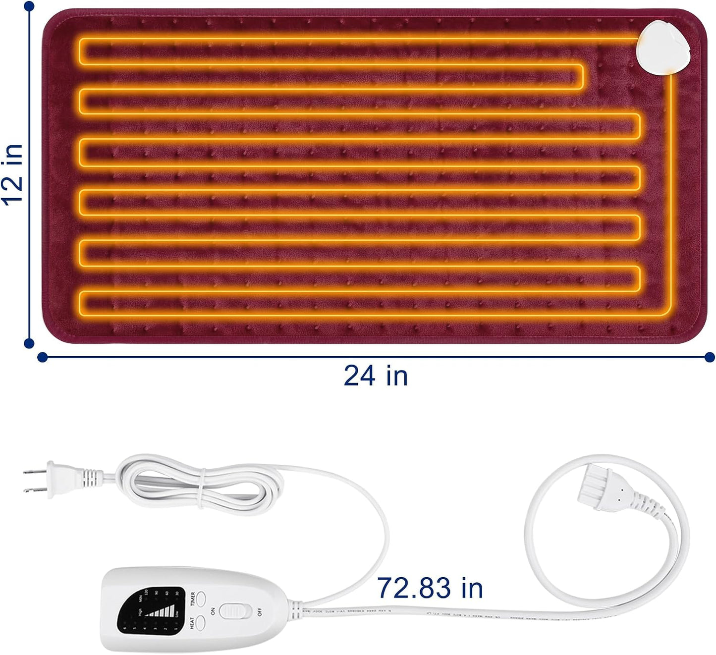 Electric Heating pad with 6 Heat Settings, Auto Shut Off, Dry Electric Heating for Back Neck Knee Arms Legs Shoulder Heat Pads for Christmas Birthday Father Mother's Day 24"X12", Gray Green