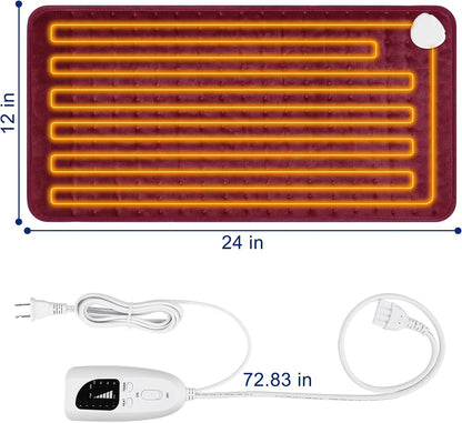 Electric Heating pad with 6 Heat Settings, Auto Shut Off, Dry Electric Heating for Back Neck Knee Arms Legs Shoulder Heat Pads for Christmas Birthday Father Mother's Day 24"X12", Gray Green