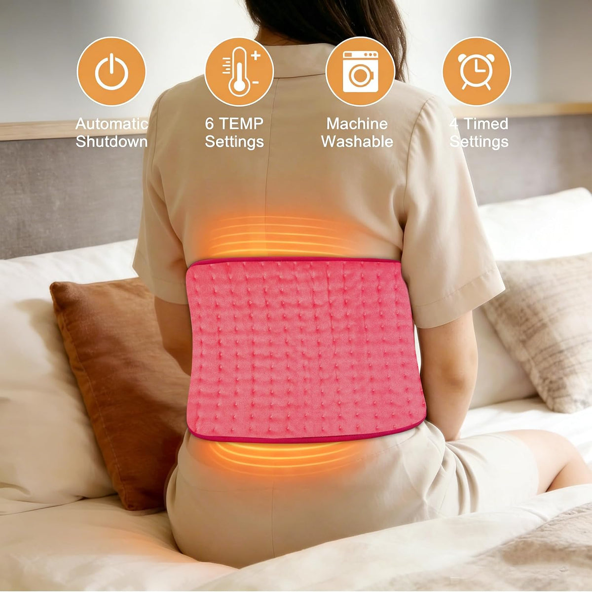 Electric Heating pad with 6 Heat Settings, Auto Shut Off, Dry Electric Heating for Back Neck Knee Arms Legs Shoulder Heat Pads for Christmas Birthday Father Mother's Day 24"X12", Gray Green