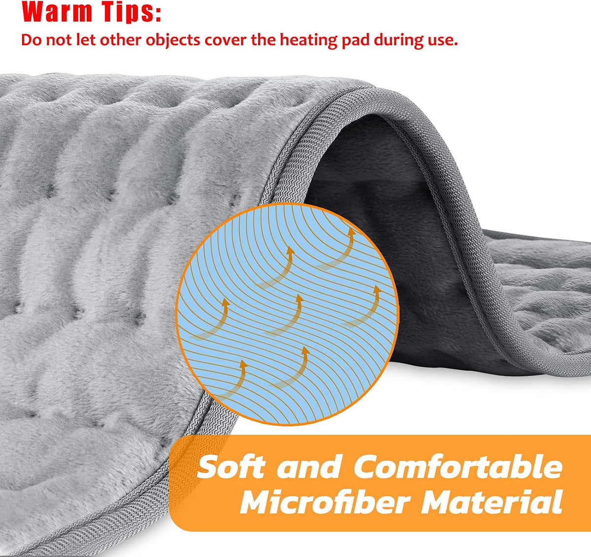 Electric Heating pad with 6 Heat Settings, Auto Shut Off, Dry Electric Heating for Back Neck Knee Arms Legs Shoulder Heat Pads for Christmas Birthday Father Mother's Day 24"X12", Gray Green