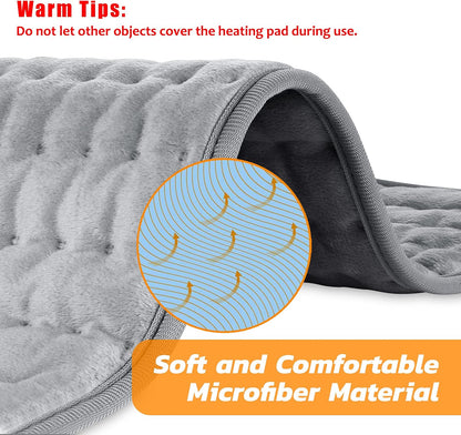 Electric Heating pad with 6 Heat Settings, Auto Shut Off, Dry Electric Heating for Back Neck Knee Arms Legs Shoulder Heat Pads for Christmas Birthday Father Mother's Day 24"X12", Gray Green