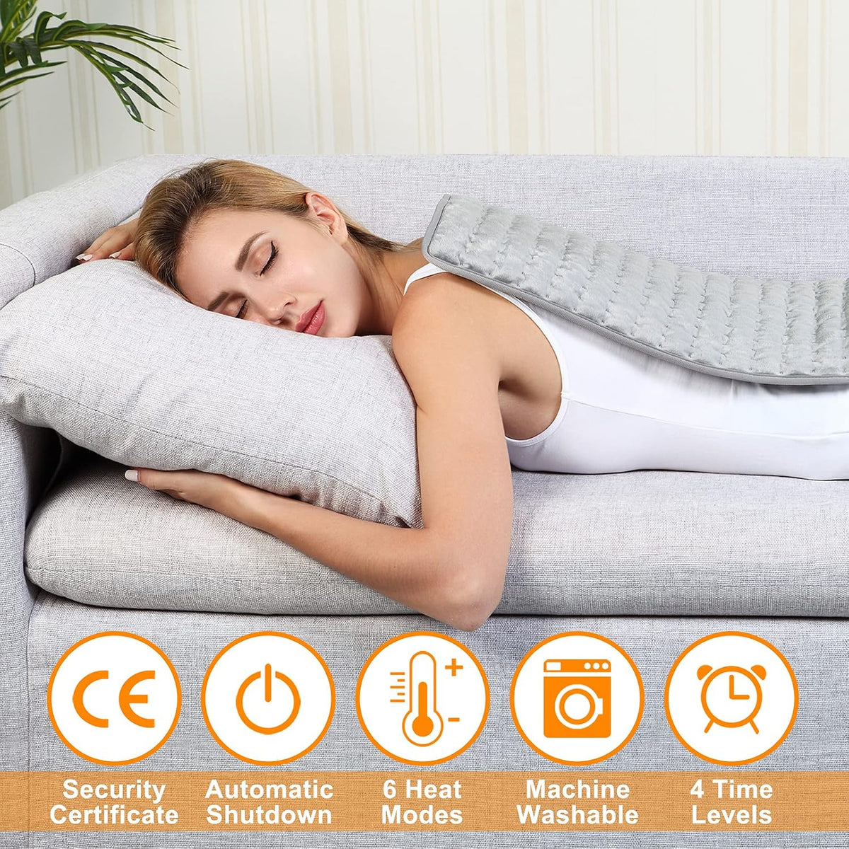 Electric Heating pad with 6 Heat Settings, Auto Shut Off, Dry Electric Heating for Back Neck Knee Arms Legs Shoulder Heat Pads for Christmas Birthday Father Mother's Day 24"X12", Gray Green