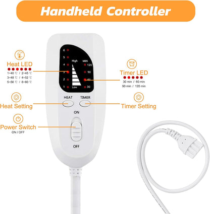 Electric Heating pad with 6 Heat Settings, Auto Shut Off, Dry Electric Heating for Back Neck Knee Arms Legs Shoulder Heat Pads for Christmas Birthday Father Mother's Day 24"X12", Gray Green