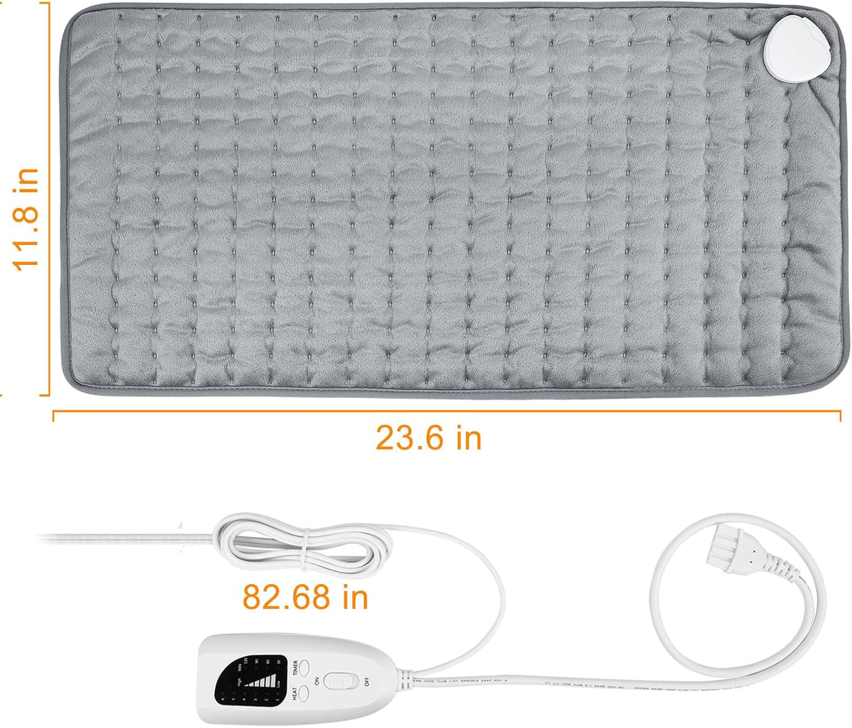Electric Heating pad with 6 Heat Settings, Auto Shut Off, Dry Electric Heating for Back Neck Knee Arms Legs Shoulder Heat Pads for Christmas Birthday Father Mother's Day 24"X12", Gray Green
