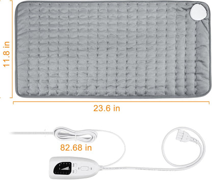 Electric Heating pad with 6 Heat Settings, Auto Shut Off, Dry Electric Heating for Back Neck Knee Arms Legs Shoulder Heat Pads for Christmas Birthday Father Mother's Day 24"X12", Gray Green