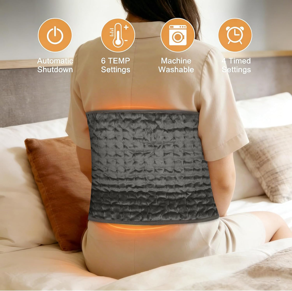Electric Heating pad with 6 Heat Settings, Auto Shut Off, Dry Electric Heating for Back Neck Knee Arms Legs Shoulder Heat Pads for Christmas Birthday Father Mother's Day 24"X12", Gray Green